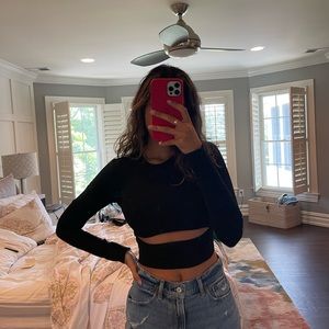 Black cut out shirt